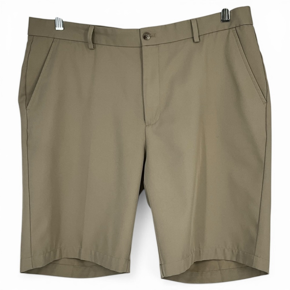 Greg Norman Mens Golf Shorts Resortwear‎ Tan Khaki Flat Front Performance Sz 38